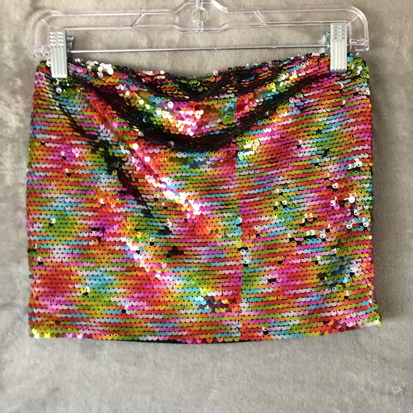 Wild Fable Sequins Tube Top Size M Colorful Festival Strapless Cropped - Picture 1 of 9